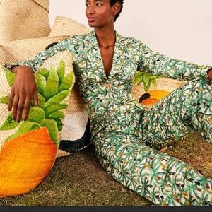 NWT FARM Rio mini toucans linen blazer jumpsuit
